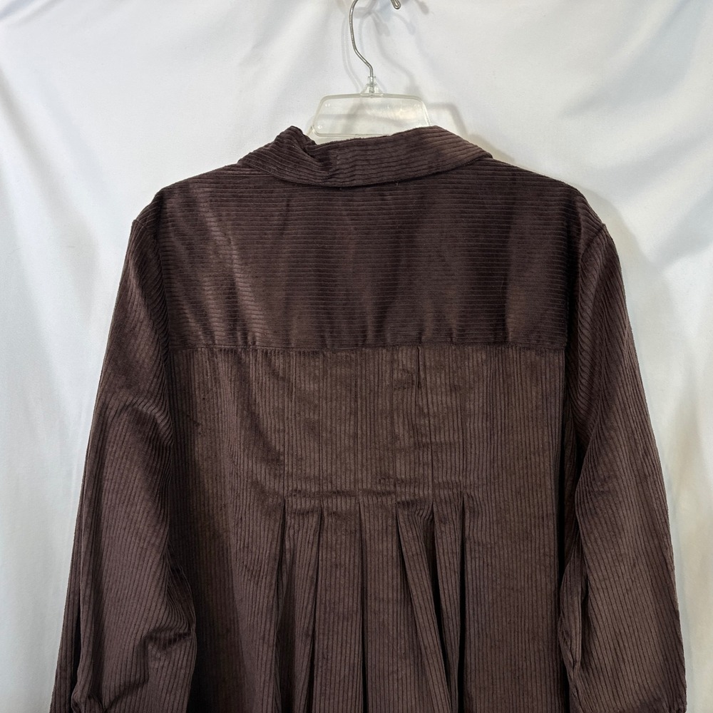 Woman Within Plus Size 22/24W Top 1X Brown Cotton Corduroy Shacket Earthy Boho F - Picture 6 of 8